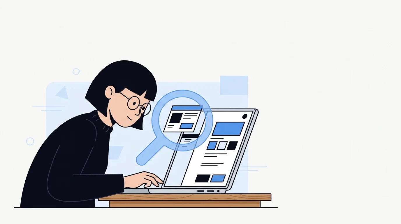 Een developer bekijkt aandachtig de interface van een app op een laptopscherm